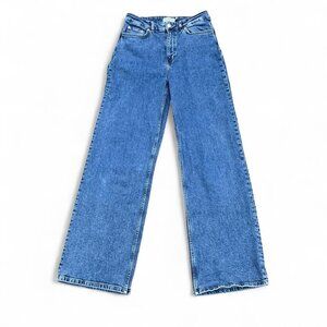 Paris Atelier High Waisted Wide Leg Blue Denim Jeans Size 29